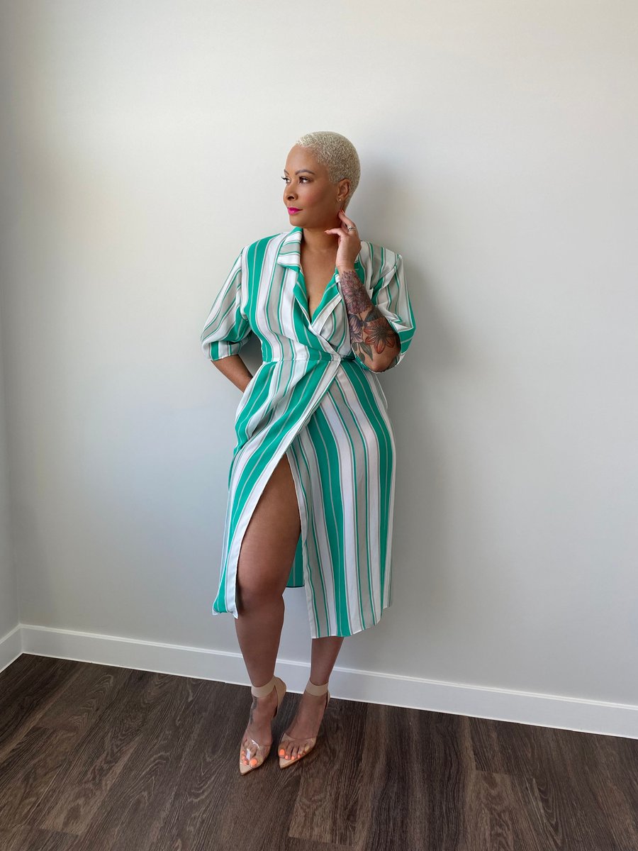Image of Vintage Nami Striped Semi-Sheer Wrap Dress