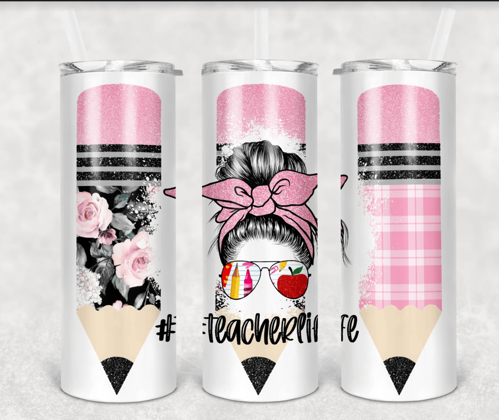 Image of Floral Pencil 20oz Teacher Tumbler 