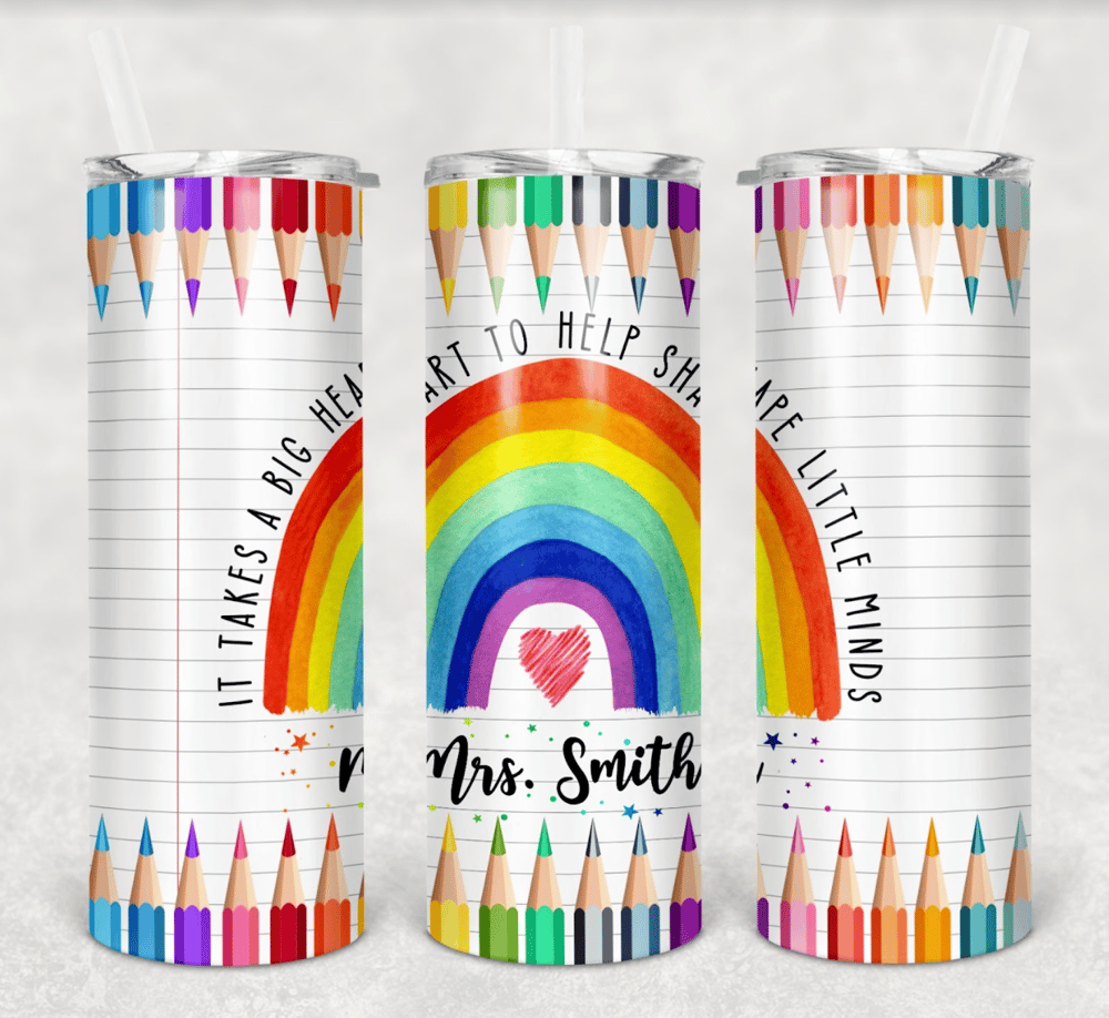 Image of Rainbow 20 oz Teacher Tumbler 