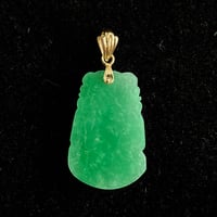 Image 2 of 10 K Gold Horse Chinese Zodiac Green Jade Pendant