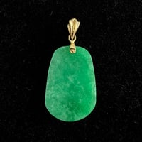 Image 2 of 10 K Gold Dragon Chinese Zodiac Green Jade Pendant