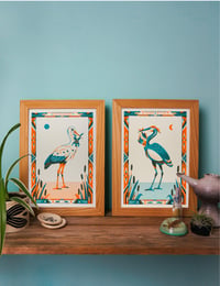 Image 1 of Blauwe Reiger & Ooievaar Combo (riso prints - A4)