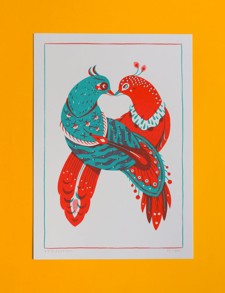 Image of Lovebirds (riso print - A4)