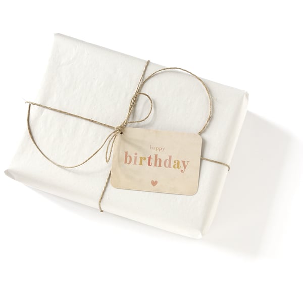 Image of 5 Étiquettes cadeaux HAPPY BIRTHDAY / ARC EN CIEL / ROSE
