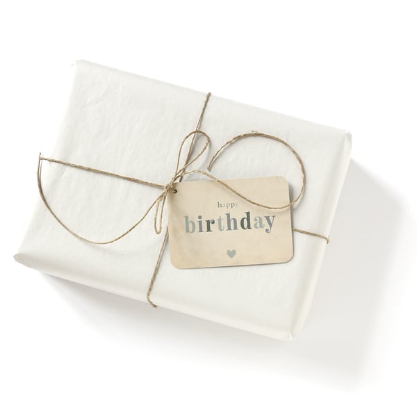 Image of 5 Étiquettes cadeaux HAPPY BIRTHDAY / ARC EN CIEL / BLEU