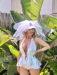 Image 1 of Bridal Bachelorette Rhinestone Tulle Veil Cap