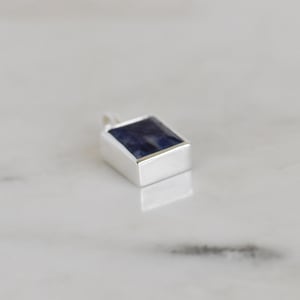 Image of Sodalite rectangular cut silver necklace
