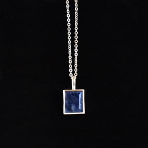 Image of Sodalite rectangular cut silver necklace