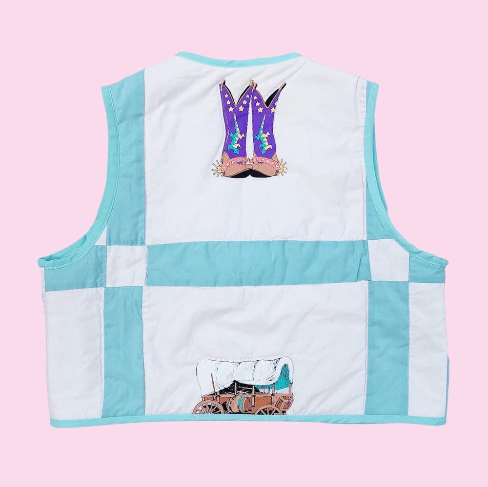 Image of Quilted Cropped Front-Tie Vest — Western