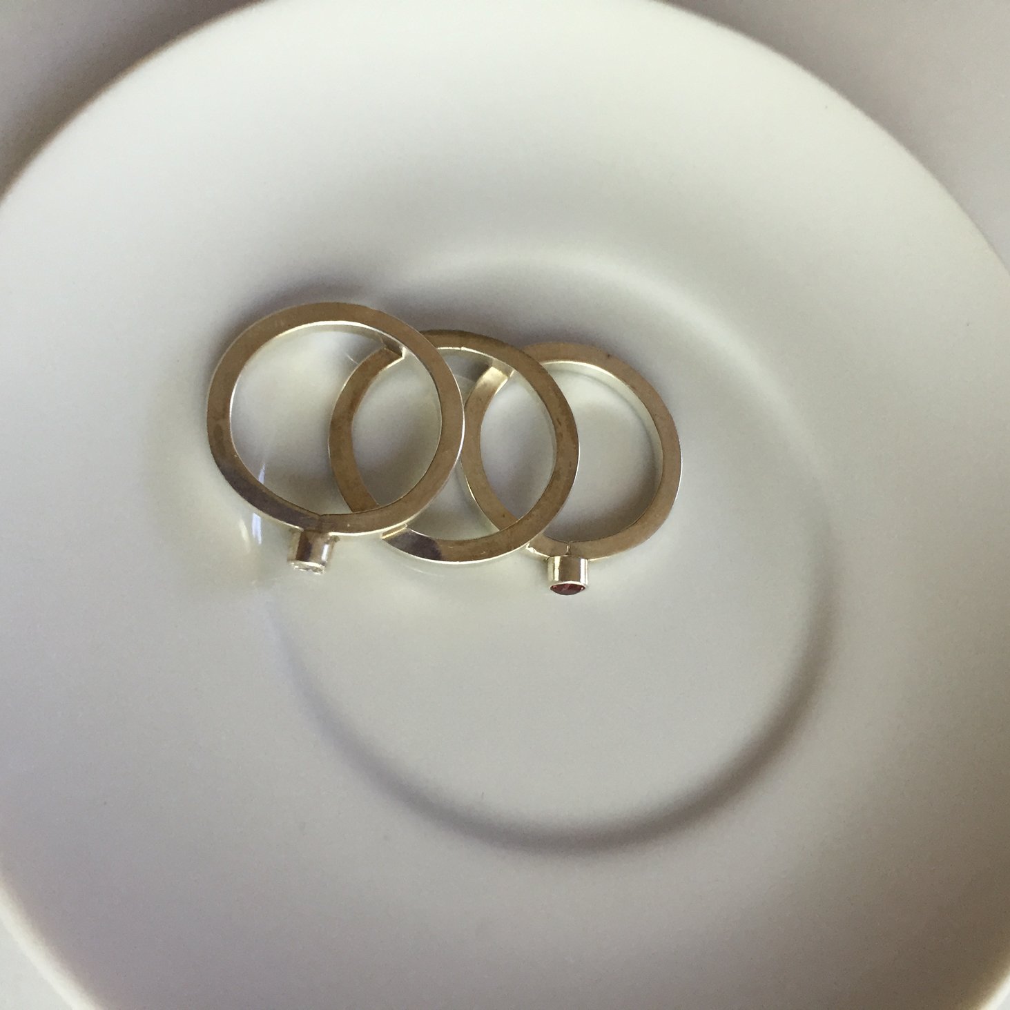 Image of Rubellite & Cubic Zirconia Stacking Rings