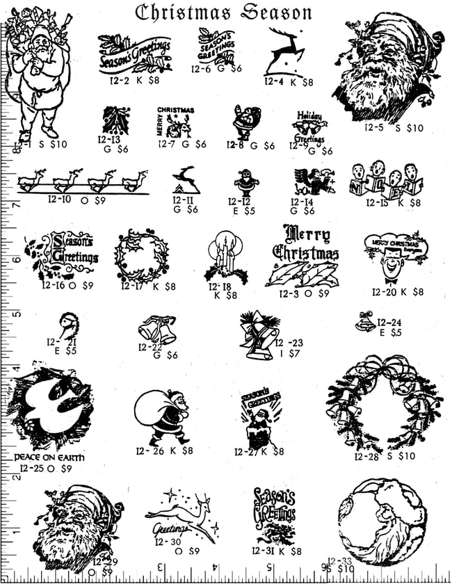 Christmas Rubber Stamps, 100+ Designs