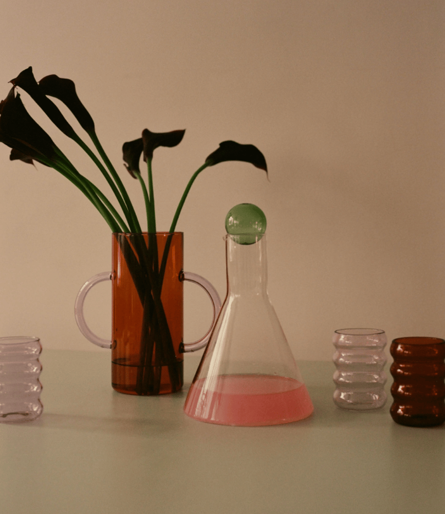 Image of Handle Vase Amber with Lilac