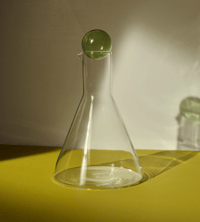 Image 1 of BILBOQUET CARAFE clear with green