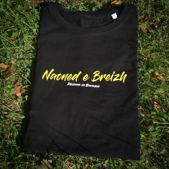 Image of T-shirt "NAONED E BREIZH - Décidons en Bretagne" mixte NOIR (Bio & Équitable)