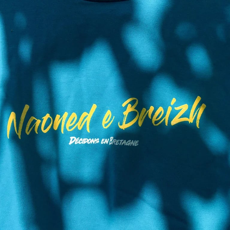 Image of T-shirt "NAONED E BREIZH - Décidons en Bretagne" mixte BLEU (Bio & Équitable)