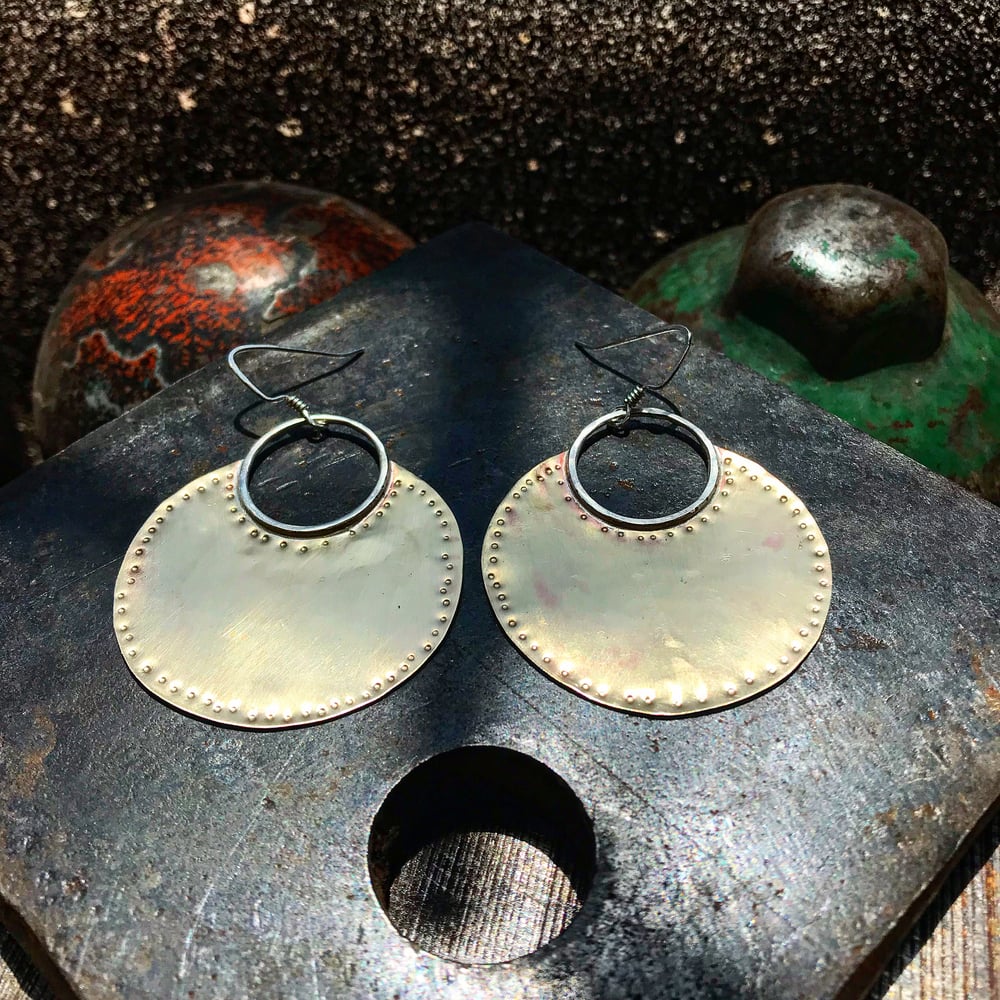 Image of Brass and Silver Disc Earrings