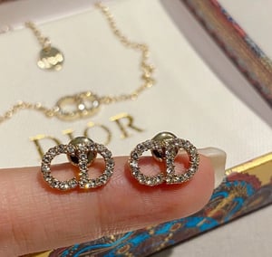 Image of (THIS ITEM NOW ON HOLD) Authentic Dior CD Stud Earrings & Necklace