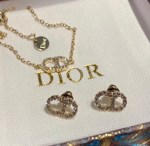 Image of (THIS ITEM JUST SOLD) Authentic Dior CD Stud Earrings & Necklace