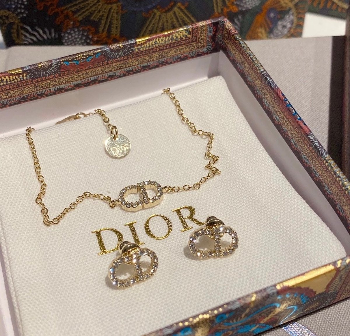 Image of (THIS ITEM JUST SOLD) Authentic Dior CD Stud Earrings & Necklace