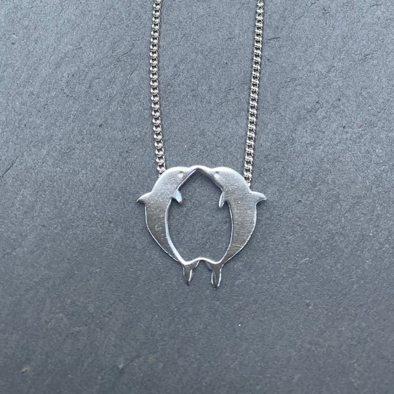 Kissing Silver Dolphin Necklace Image 2