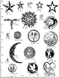 Sun/Moon/Stars Rubber Stamps P25