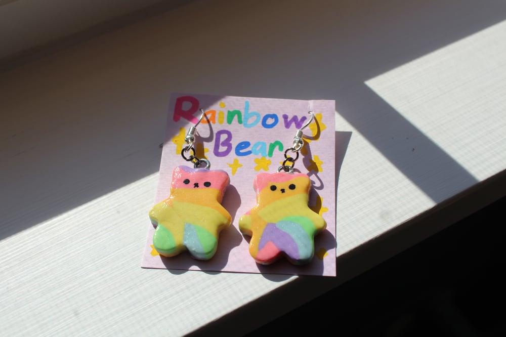 Image of Rainbow Bear Earrings