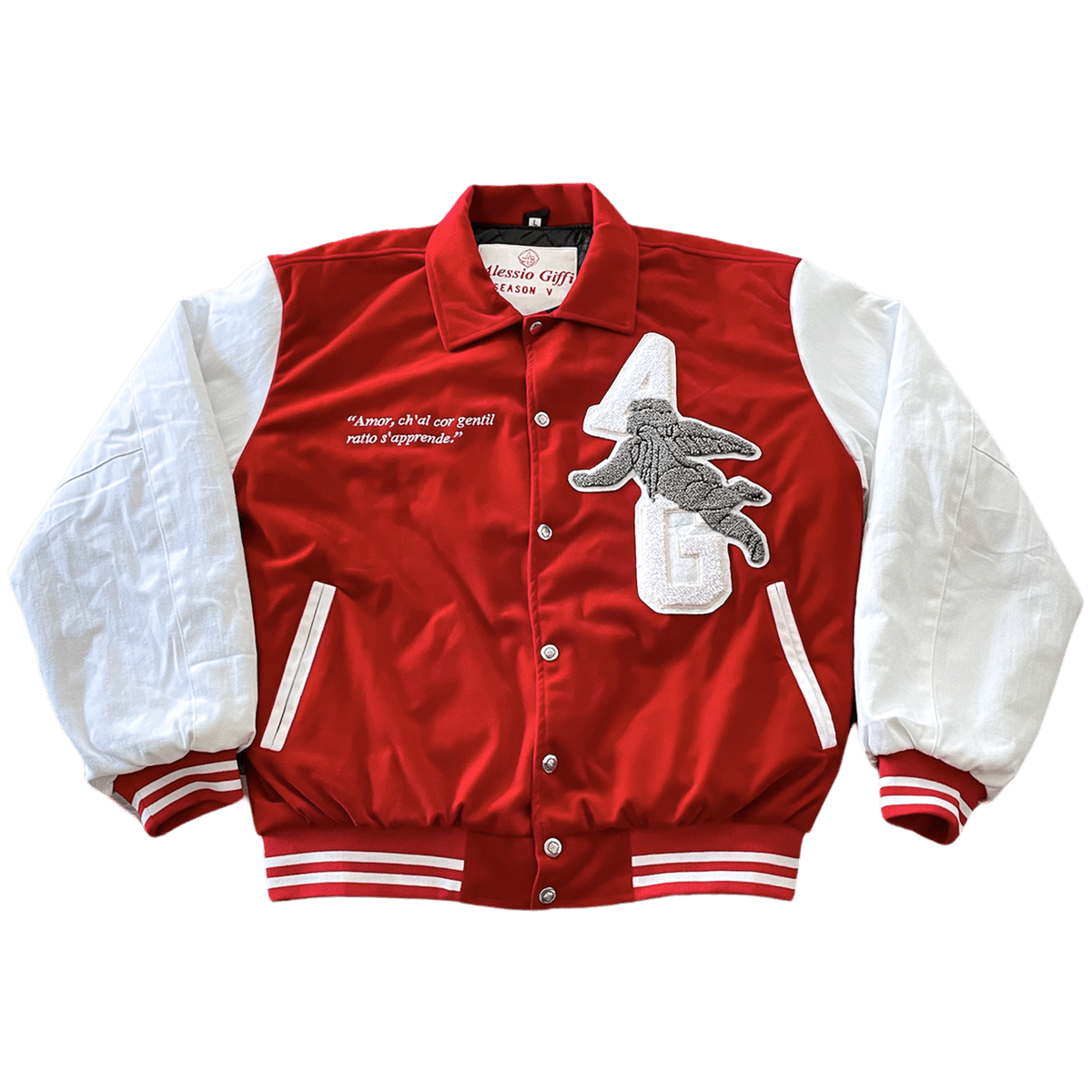 Image of Angels velvet varsity jacket