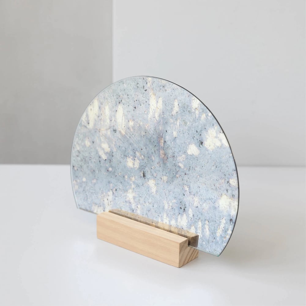 Image of Half Moon Antique Mirror in Oak by Kristina Dam