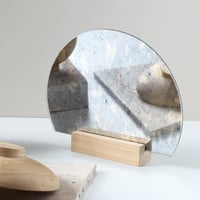 Image 1 of Half Moon Antique Mirror in Oak by Kristina Dam