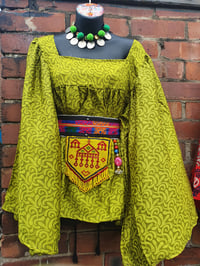 Image 1 of Gypset lime green with tassles to tie