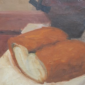 Image of Mid 20thC, French Still Life,  'Bread and Cherries.'