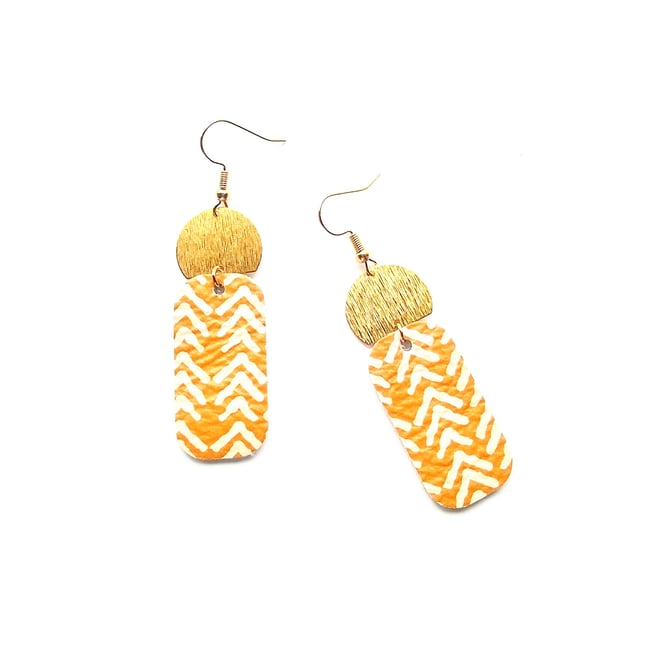 Vanna Chevron Leather Earrings