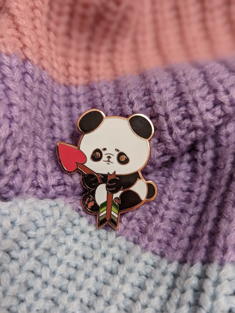 Image of Aromantic Panda Enamel Pin