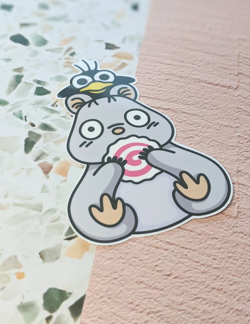 Image of Cute Mouse and Bird Vinyl Sticker