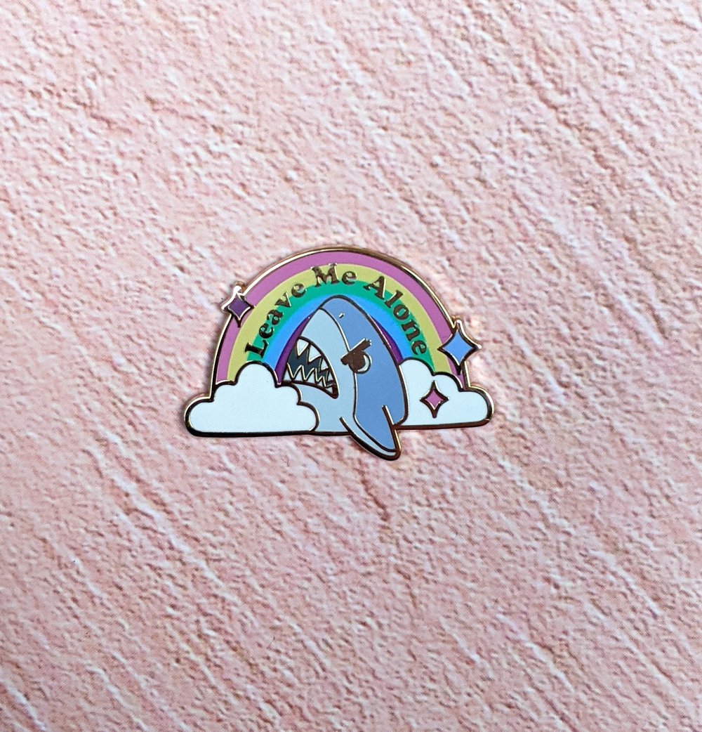 Image of Leave Me Alone Shark Enamel Pin