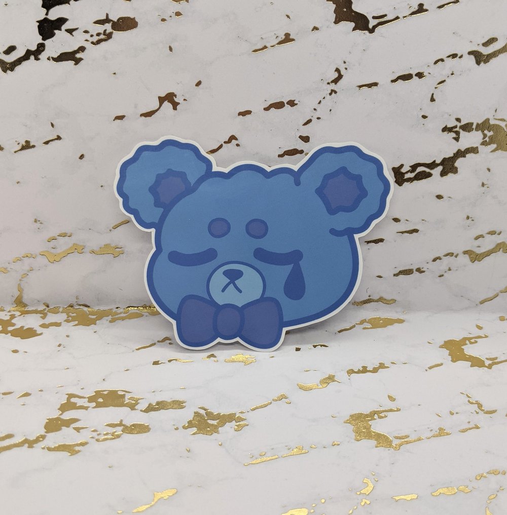 Image of Sad Blue Bear Vinyl Sticker