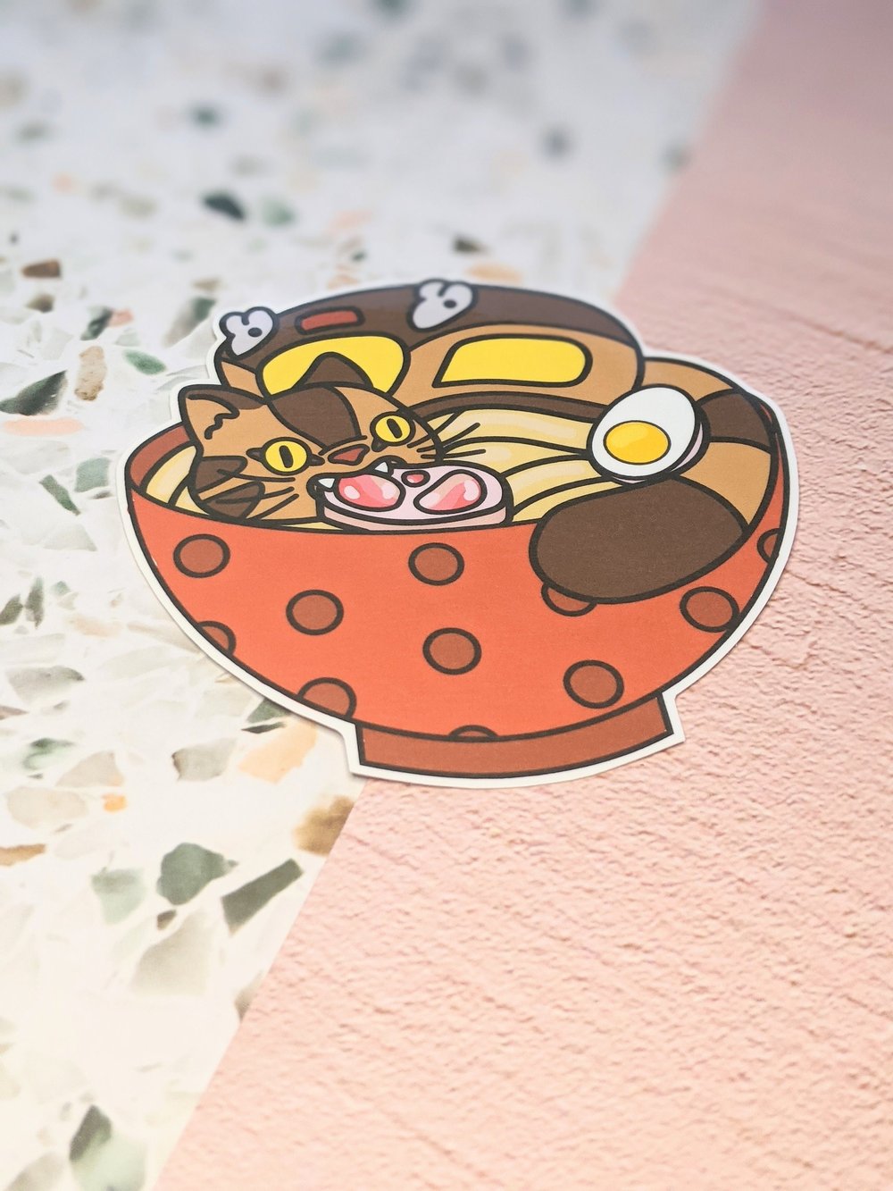 Image of Cute Cat Ramen Vinyl Sticker