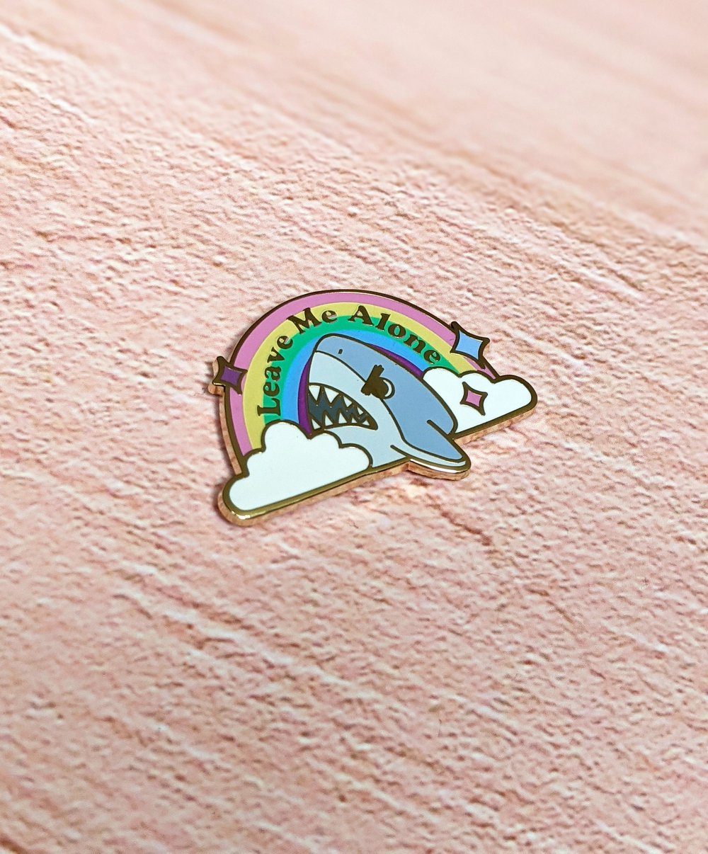Image of Leave Me Alone Shark Enamel Pin