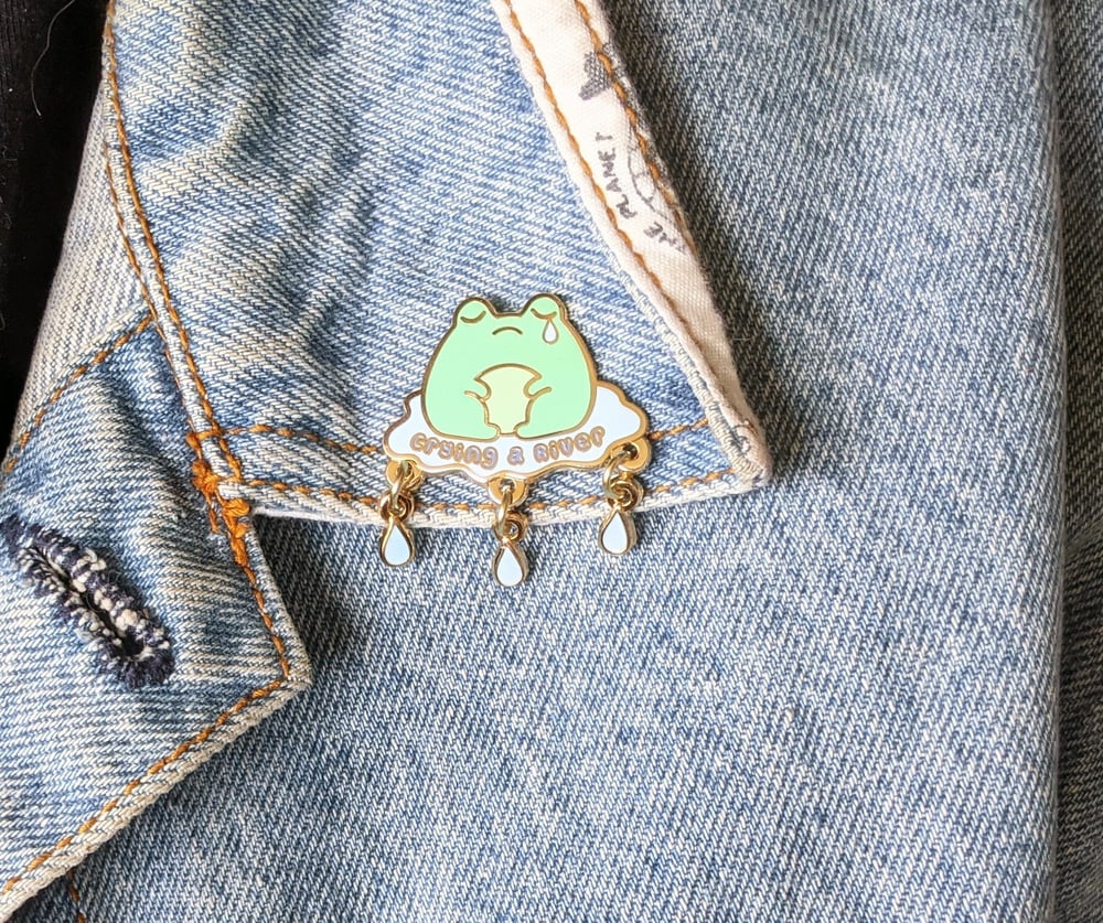 Image of Crying A River Frog Enamel Pin