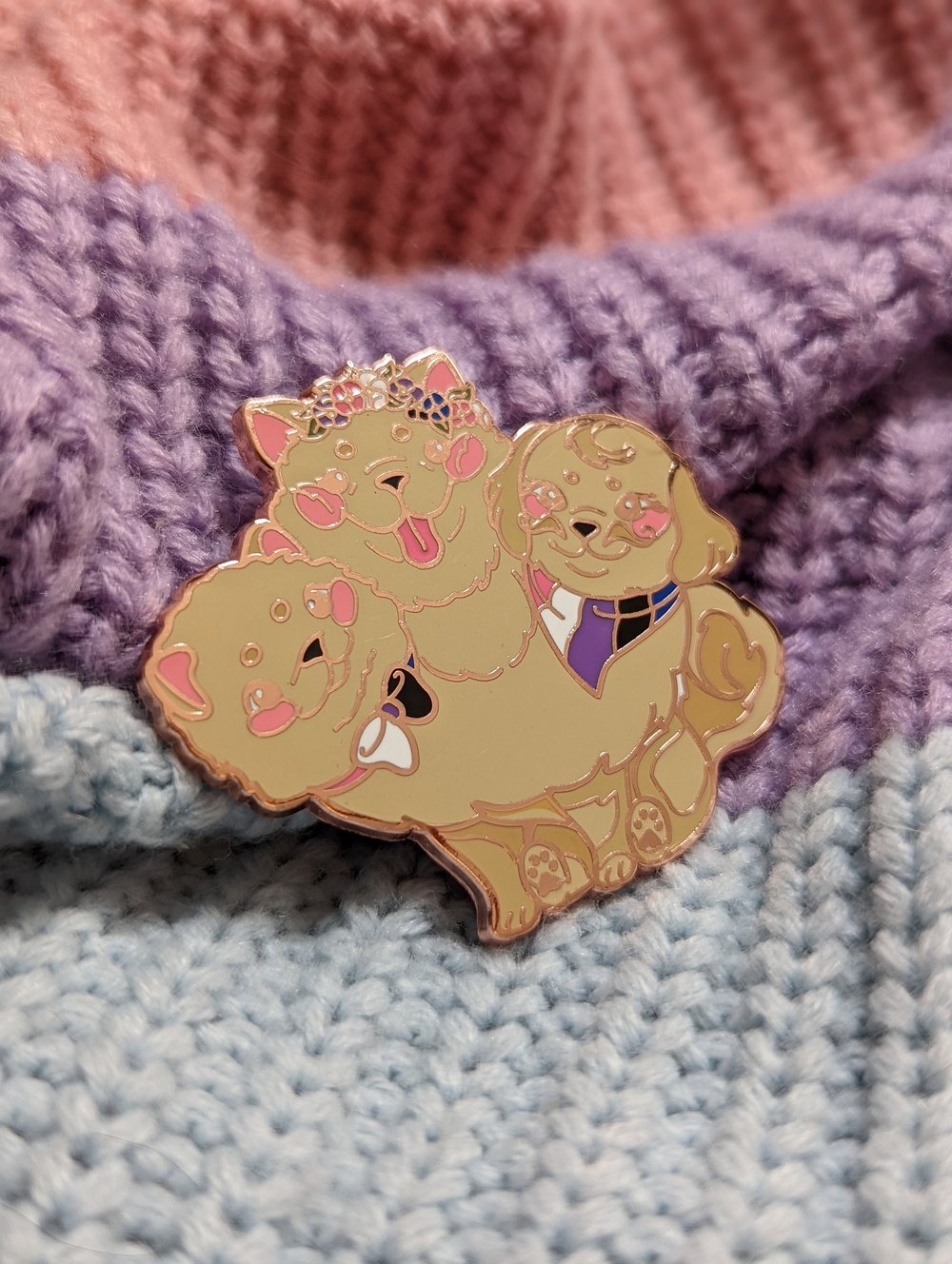 Image of Genderfluid Cerberus Enamel Pin