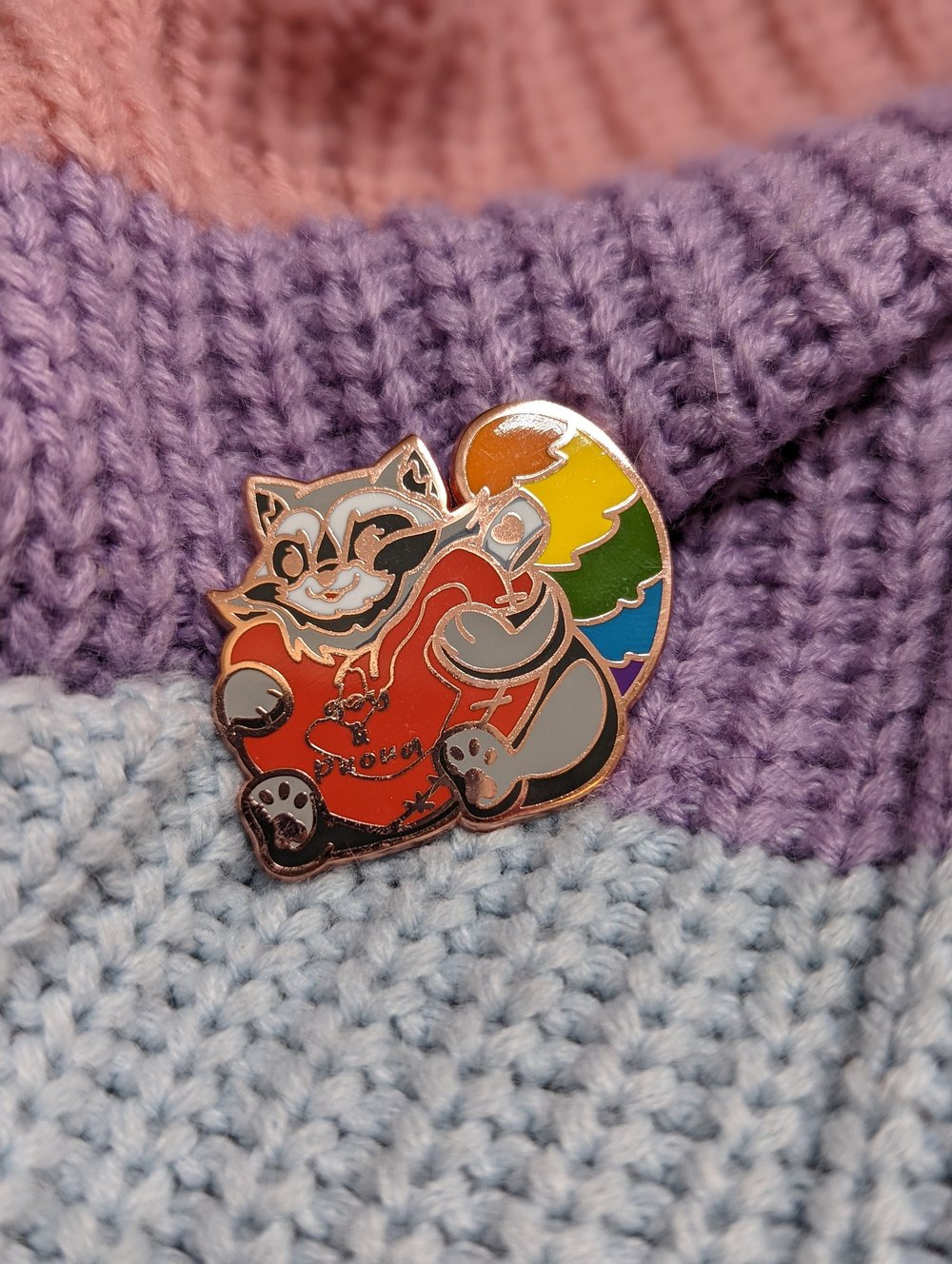 Image of Gay & Proud Raccoon Enamel Pin