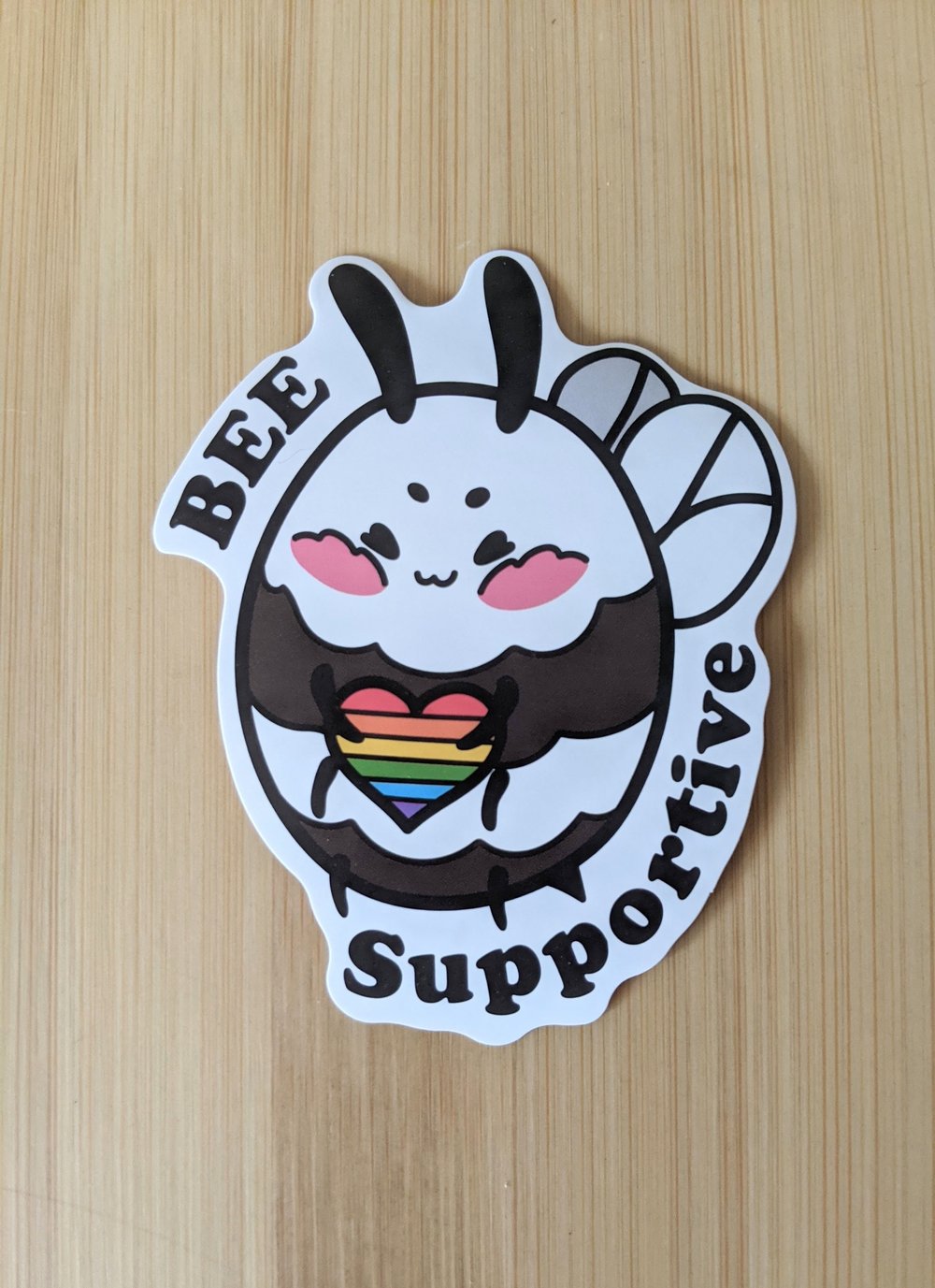 Image of Bee Supportive LGBTQIA+ Pride Vinyl Sticker