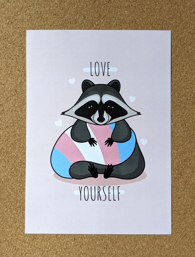 Image of Love Yourself LGBTQ+ Raccoon Art Print