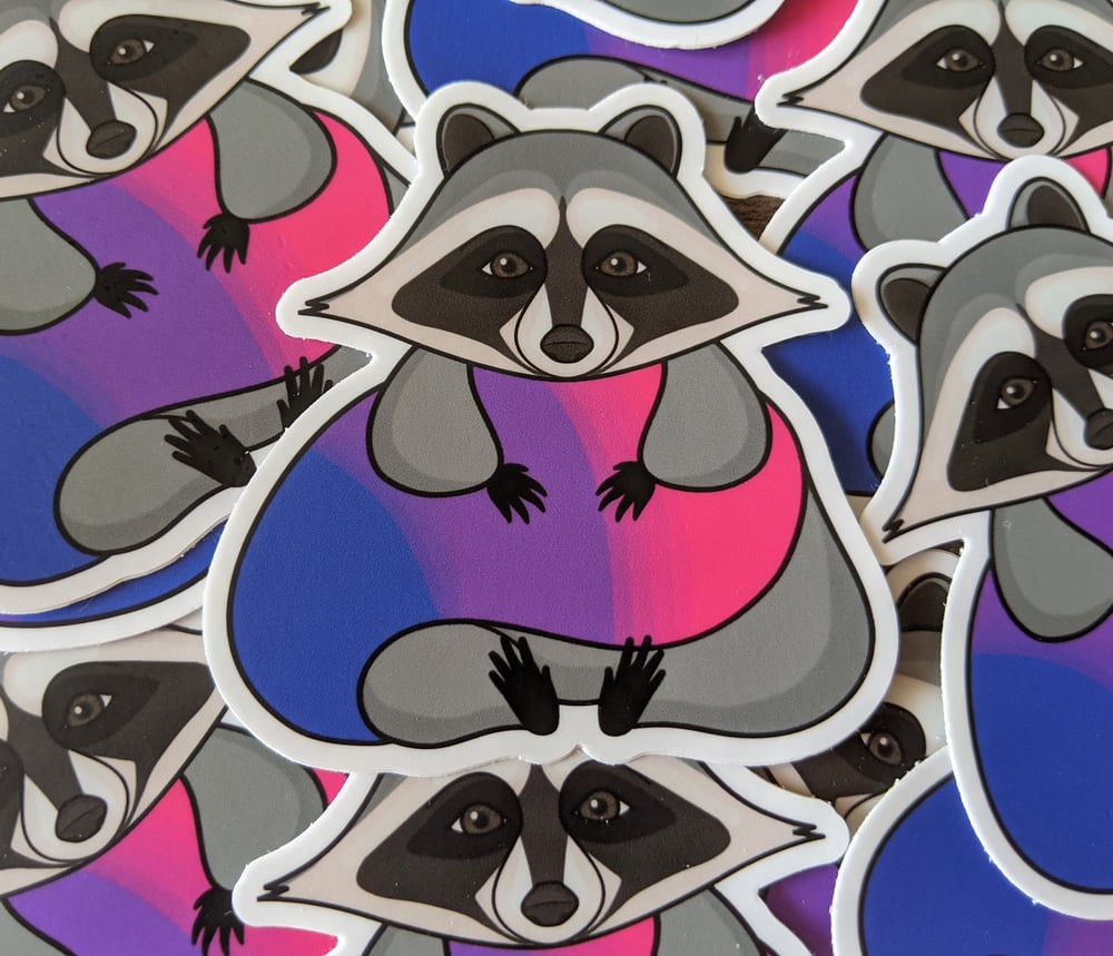 Image of Bisexual Flag Raccoon Sticker