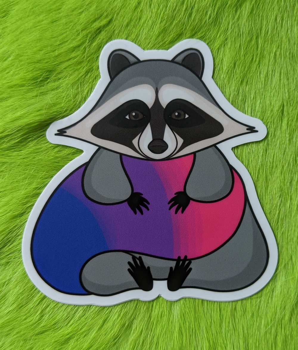 Image of Bisexual Flag Raccoon Sticker