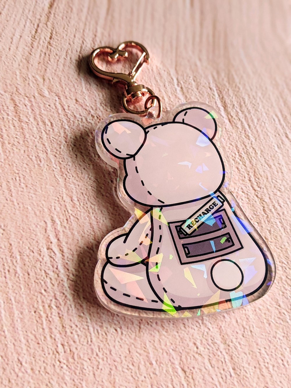 Image of Recharge Bear Holographic Keychain