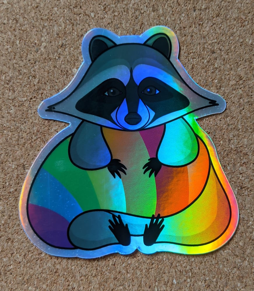 Image of Holographic Pride Raccoon Sticker