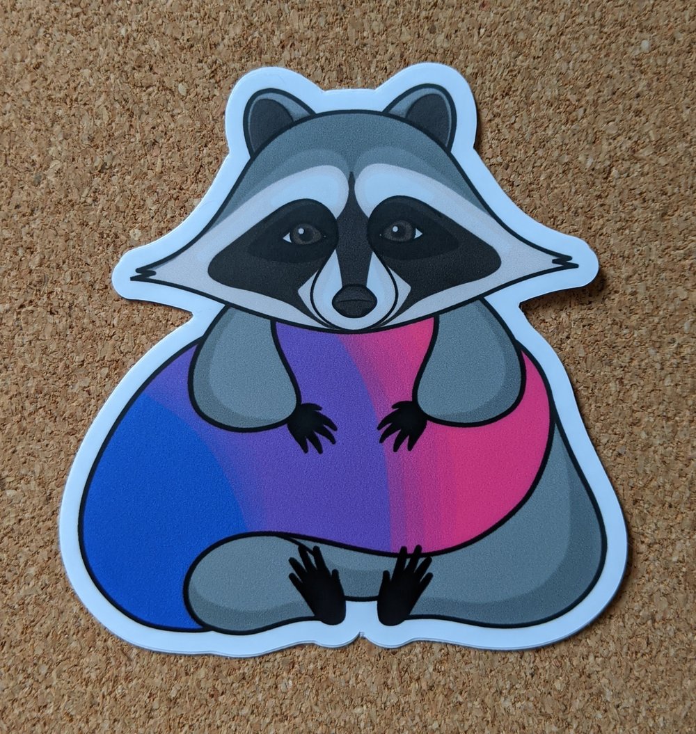 Image of Bisexual Flag Raccoon Sticker