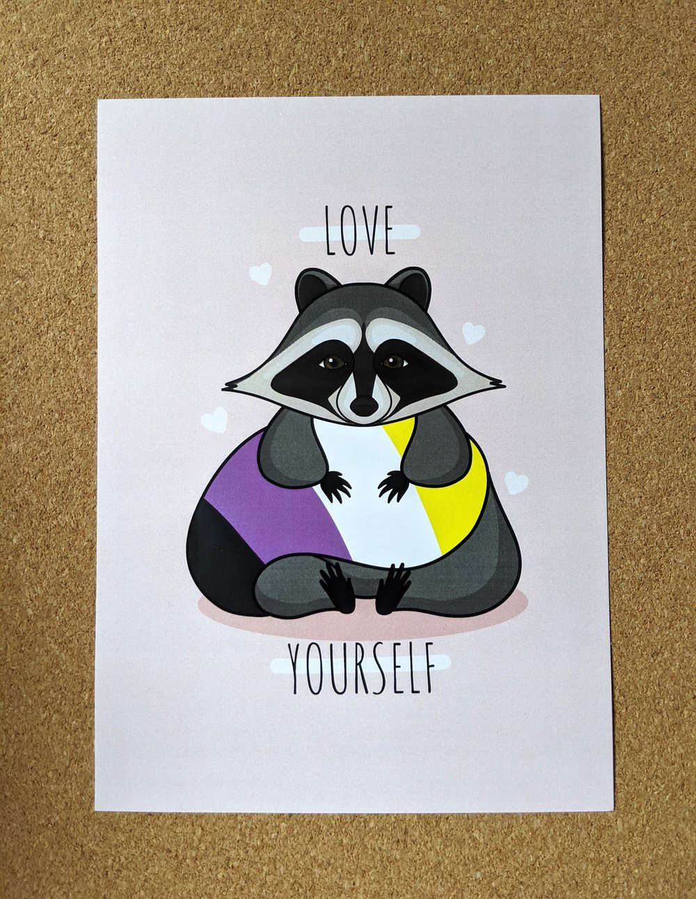 Image of Love Yourself LGBTQ+ Raccoon Art Print