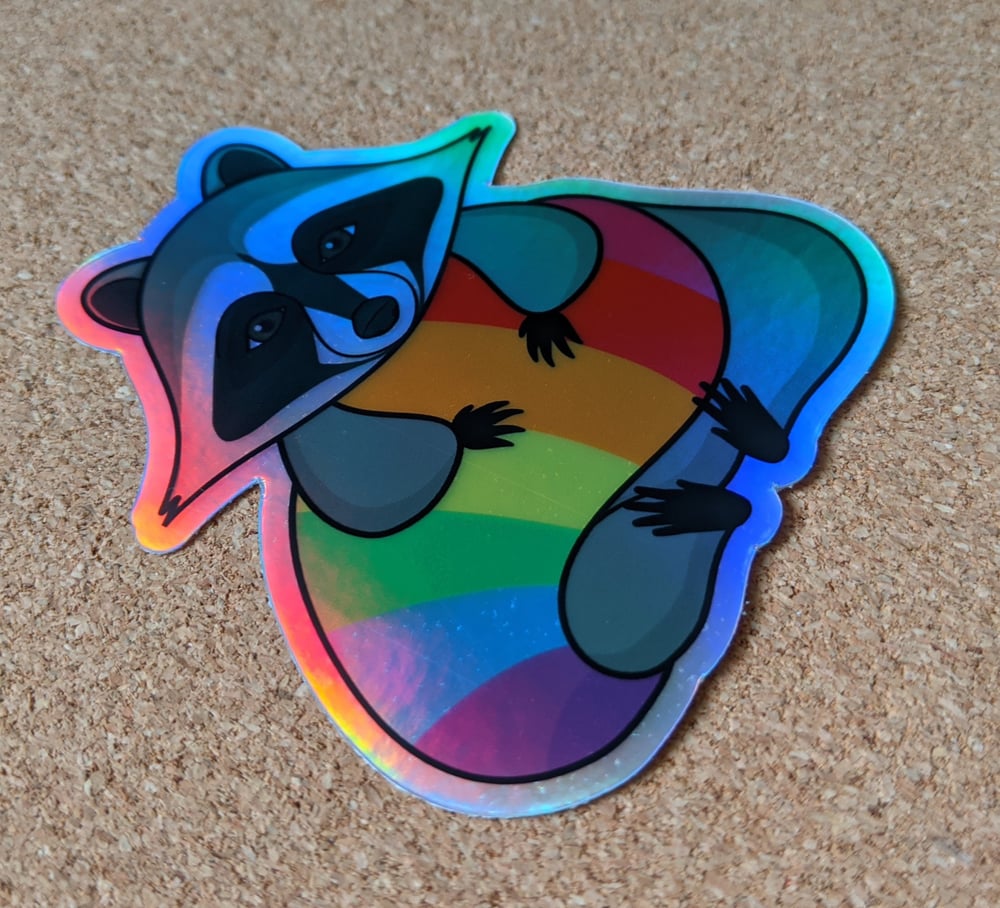 Image of Holographic Pride Raccoon Sticker